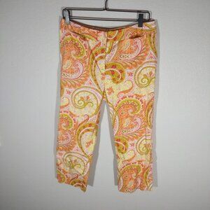 J. McLaughlin Paisley Ankle Pants - Orange and Yellow